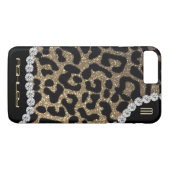 Coques Case-Mate iPhone Parties scintillantes de monogramme de léopard (Dos (Horizontal))