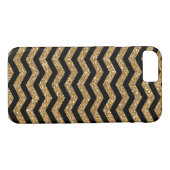 Coques Case-Mate iPhone Parties scintillantes noires Chevron de Faux d'or (Dos (Horizontal))