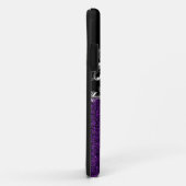 Coques Case-Mate iPhone Parties scintillantes pourpres et conception noire (Dos/Droite)