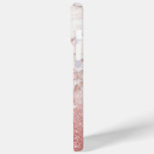Coques Case-Mate iPhone Parties scintillantes roses Ombre de marbre blanc (Verso / Gauche)