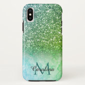 Coques Case-Mate iPhone Parties scintillantes vertes, marbre, personnalisé (Dos)