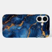 Coques Case-Mate iPhone Parure Saphir – Marbre Luxueux Bleu et Or (Verso (horizontal))