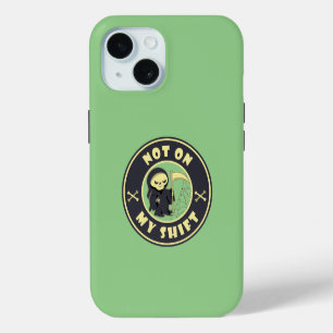 Coque Pour iPhone 15 Pas sur mon poste Grim Reaper Citation d'Halloween