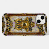 Coques Case-Mate iPhone Passementerie Madeline Elegant Damask Monogramme (Verso (horizontal))