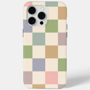 Coque iPhone 15 Pro Max Pastel À damiers Geometry Retro Motif sans couture