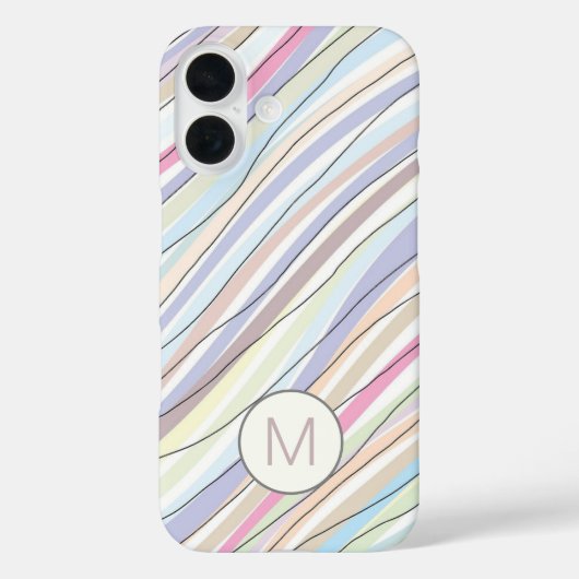 Coques Case-Mate iPhone Pastel Abstrait Wavy Stripes and Lines Monogramme (Verso)