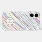 Coques Case-Mate iPhone Pastel Abstrait Wavy Stripes and Lines Monogramme (Verso (horizontal))
