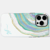 Coques Case-Mate iPhone Pastel Aqua et Agate pourpre avec Monogram Coque-M (Verso (horizontal))