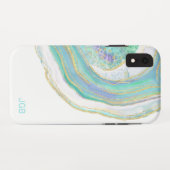 Coques Case-Mate iPhone Pastel Aqua et Agate violet avec Monogramme (Dos (Horizontal))