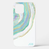 Coques Case-Mate iPhone Pastel Aqua et Agate violet avec Monogramme (Verso)