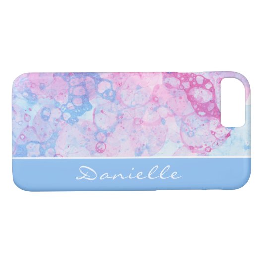 Coques Case-Mate iPhone Pastel Aquarelle Motif Abstrait avec nom (Dos (Horizontal))