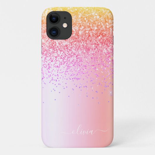 Coques Case-Mate iPhone Pastel Arc-en-ciel rose or violet Parties scintill (Dos)