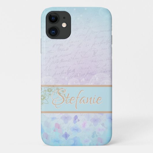 Coques Case-Mate iPhone Pastel Bleu aux Fleurs Douces (Dos)