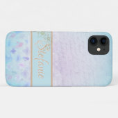 Coques Case-Mate iPhone Pastel Bleu aux Fleurs Douces (Dos (Horizontal))