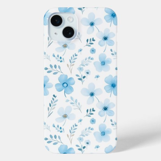 Coques Case-Mate iPhone Pastel Blue Boho Floral Fleurs de motifs (Verso)