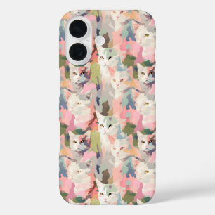 Coques iPhone 16 Pastel Cats Motif coloré
