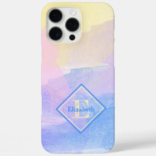 Coques iPhone 16 Pro Max Pastel Colors Aquarelle Chic Monogramme et nom