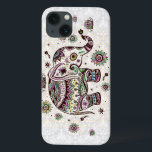 iPhone 13 Case Pastel Colors Fleurs Rétro & Eléphant<br><div class="desc">tons Brown et pastel,  blanc arrière - plan rétro floral mignon éléphant</div>