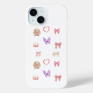 Coque Pour iPhone 15 Pastel Coquette Nœud Lapin Papillon Rose Mignon Es