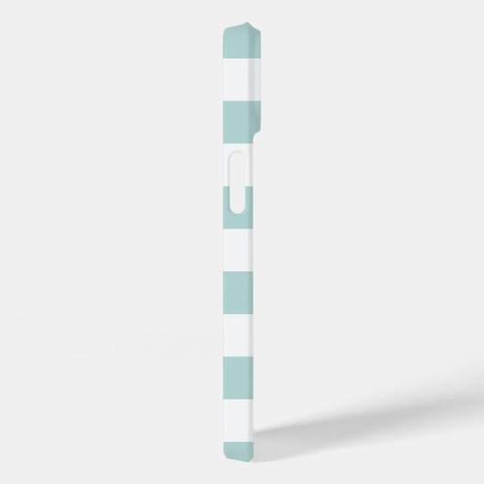 Coques Case-Mate iPhone Pastel doux Turquoise blanc rayé Motif gris Script (Verso / Droite)
