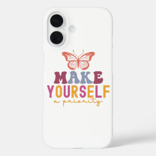 Coques iPhone 16 Pastel "Faites de vous une priorité" Graphi de sel