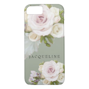 Coque iPhone 8/7 Pastel Floral Rose Freesia Fleurs Peintes à la mai