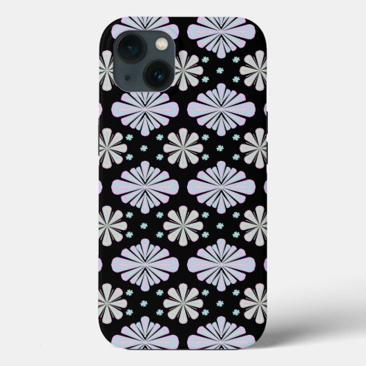 Coques Case-Mate iPhone Pastel floral shapes on a black background (Verso)