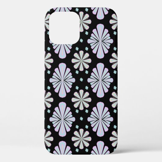 Coques Case-Mate iPhone Pastel floral shapes on a black background (Verso)