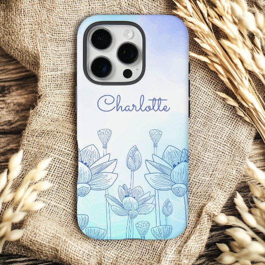 Coques Case-Mate iPhone Pastel Floral Silhouette Overlay Nom personnalisé