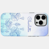 Coques Case-Mate iPhone Pastel Floral Silhouette Overlay Nom personnalisé (Verso (horizontal))