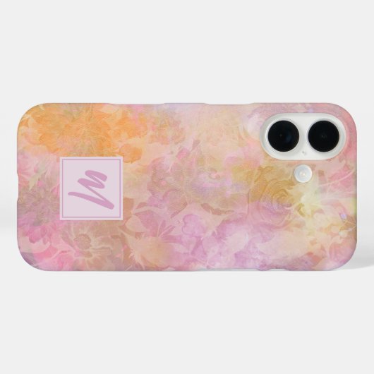 Coques Case-Mate iPhone Pastel Florals With Chic Script Monogram (Verso (horizontal))