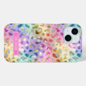 Coques Case-Mate iPhone Pastel Iridescent Leopard Print Monogrammed (Verso (horizontal))
