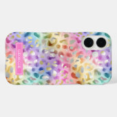 Coques Case-Mate iPhone Pastel Iridescent Leopard Print Monogrammed (Verso (horizontal))