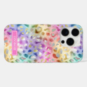 Coques Case-Mate iPhone Pastel Iridescent Leopard Print Monogrammed (Verso (horizontal))