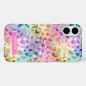 Coques Case-Mate iPhone Pastel Iridescent Leopard Print Monogrammed (Verso (horizontal))