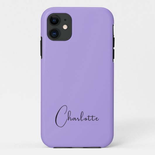 Coques Case-Mate iPhone Pastel Lilac Gris Couleur Solide | Nom minimal (Dos)