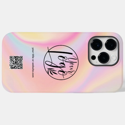 Coques Case-Mate iPhone Pastel marbre entreprise logo entreprise qr code (Verso (horizontal))