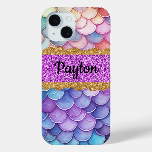 Coques Case-Mate iPhone Pastel Mermaid Parties scintillant or violet (Verso)