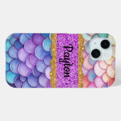Coques Case-Mate iPhone Pastel Mermaid Parties scintillant or violet (Verso (horizontal))