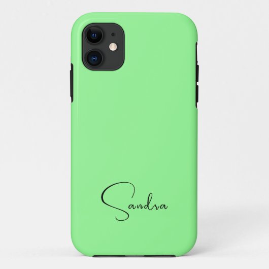 Coques Case-Mate iPhone Pastel Mint Vert couleur solide | Nom minimal (Dos)