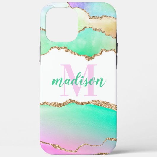 Coques Case-Mate iPhone Pastel Parties scintillant Agate Monogrammé (Verso)