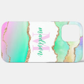 Coques Case-Mate iPhone Pastel Parties scintillant Agate Monogrammé (Verso (horizontal))