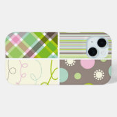 Coques Case-Mate iPhone Pastel Pink Aqua Chèque Plaid Points Motif (Verso (horizontal))