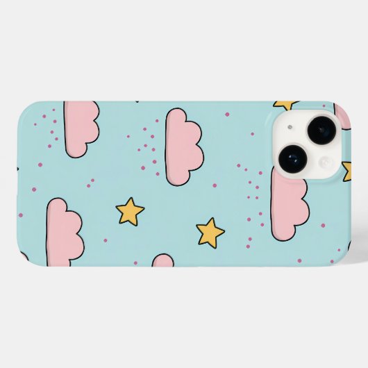 Coques Case-Mate iPhone Pastel Pink Cloud and Yellow Star Pattern (Verso (horizontal))