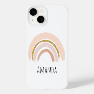 Coque Pour iPhone 14 Pastel Pink & Faux Parties scintillant Rainbow Boh