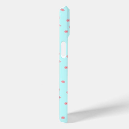Coques Case-Mate iPhone Pastel Pink Floral Pattern on Teal Background (Verso / Droite)