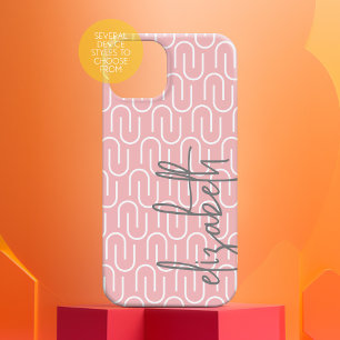 Coques iPhone 16 Pastel Pink Grey MCM Motif - Big Script Name