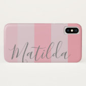 Coques Case-Mate iPhone Pastel Pink Ombre Stripe Nom personnalisé (Dos (Horizontal))