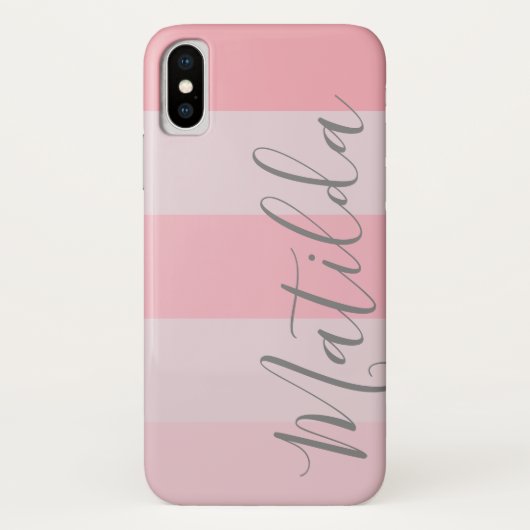 Coques Case-Mate iPhone Pastel Pink Ombre Stripe Nom personnalisé (Dos)