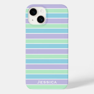 Coque Pour iPhone 14 Pastel Purple Bleu Bleu Bleu Grandes Pâtes Personn